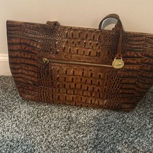 BRAHMIN Brown Croc Leather Tote Purse Free Shipping